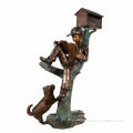 Outdoor Decoration Bronze Boy Reading Book Mailbox Sculpture
